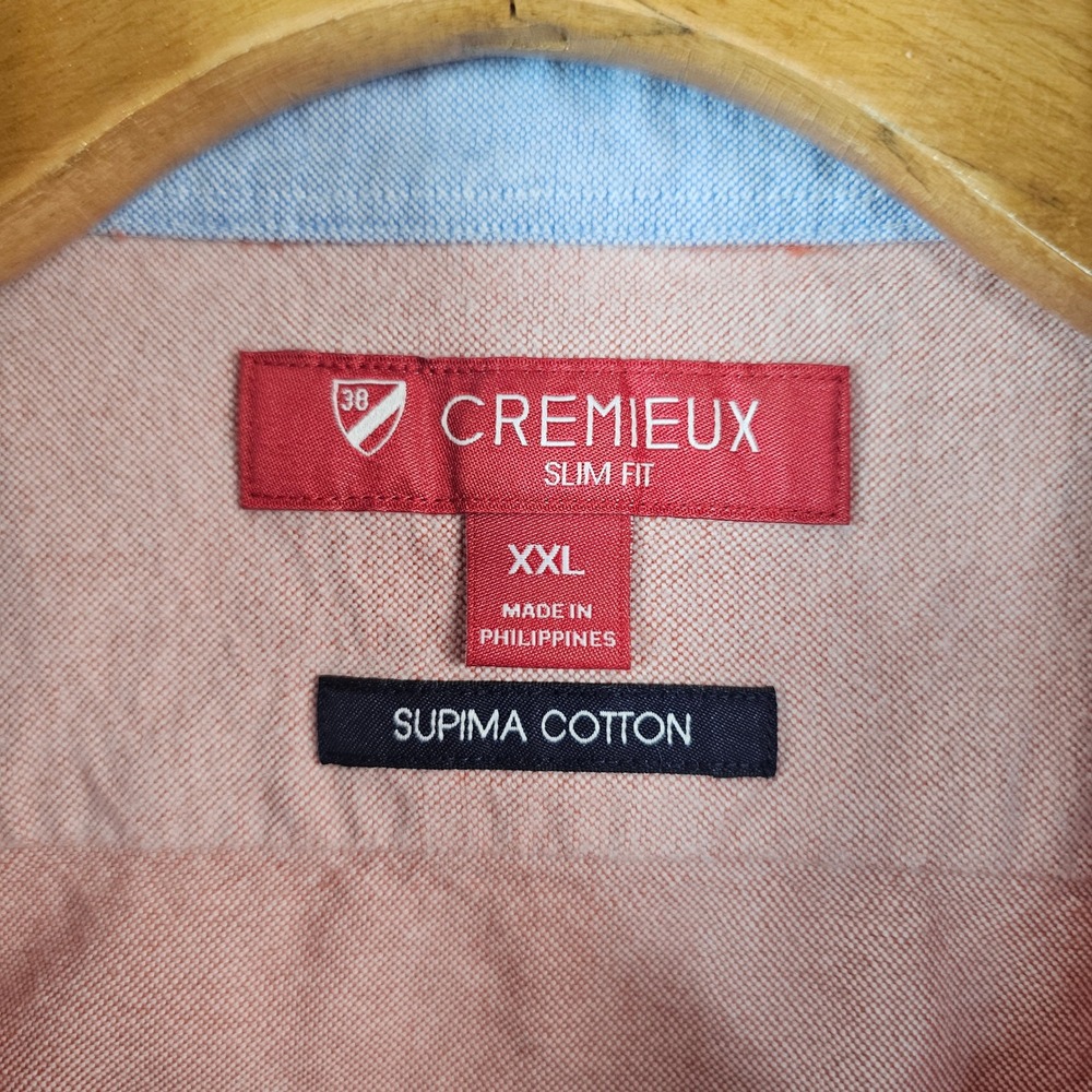 Cremieux Slim Fit Supima Cotton Button Down Shirt Mens XXL Salmon Long Sleeve - Picture 3 of 7